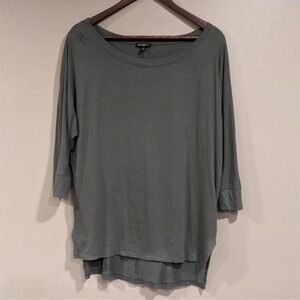 Express Dolman Sleeve Boatneck Tunic Shirt Womens S Olive Green Lagenlook Lagom